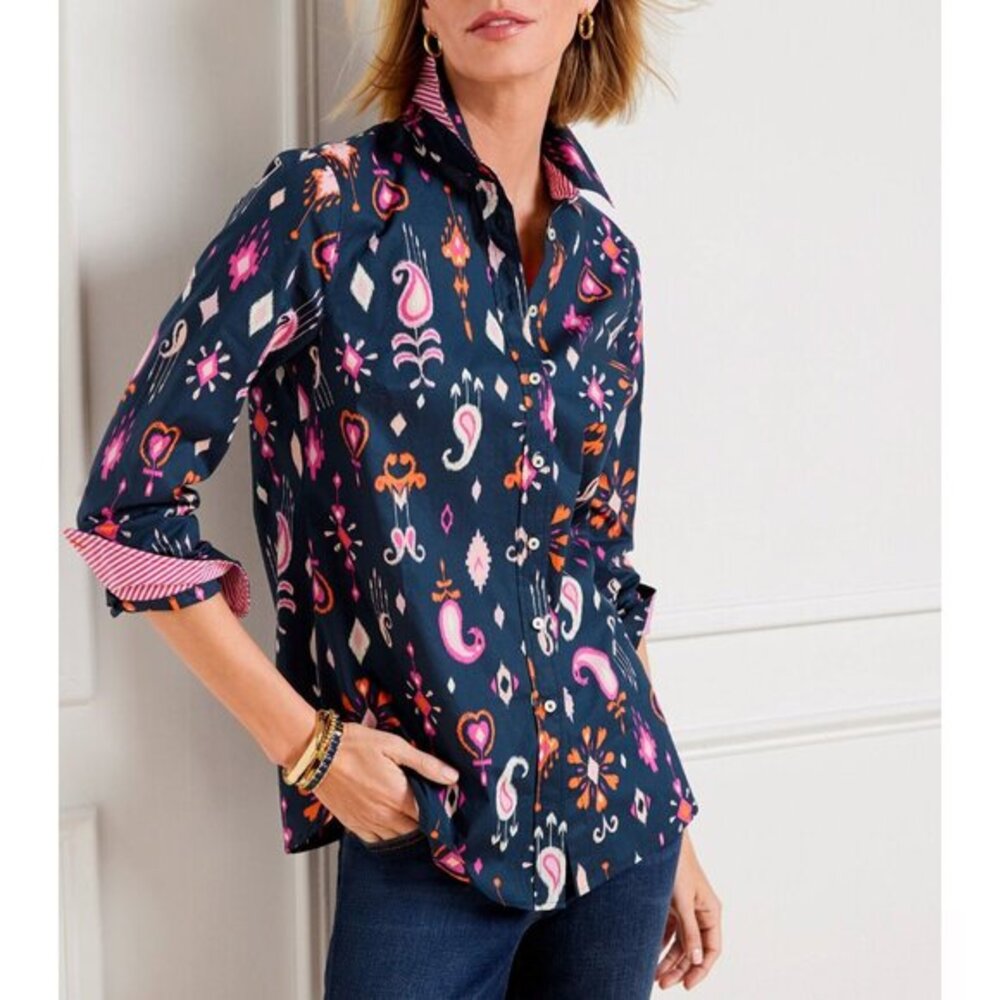 Women's Navy Patterned Top